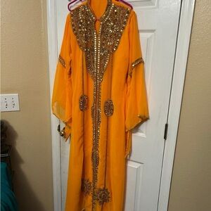 Embellished Orange Kaftan